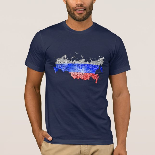 Camiseta Mapa da Rússia Cores da Bandeira (Frente)