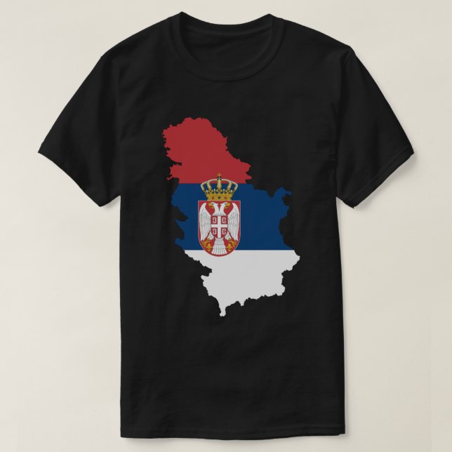 Camiseta Mapa da Sérvia com Bandeira (Frente do Design)