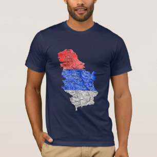 Camiseta Mapa da Sérvia Cores da Bandeira