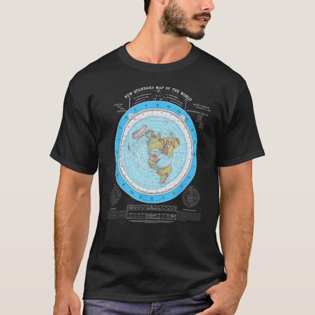 Camiseta Mapa da Terra Plana Gleason, Mapa da Terra Plana A (Frente)