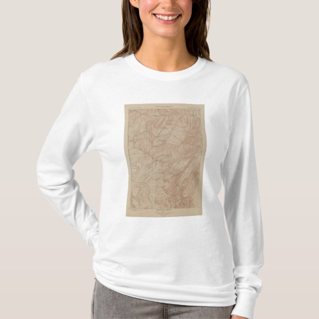 Camiseta Mapa da topografia, peça nacional de Yellowstone, (Frente)