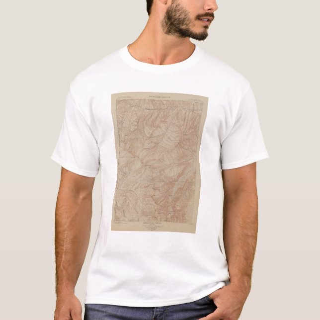 Camiseta Mapa da topografia, peça nacional de Yellowstone, (Frente)