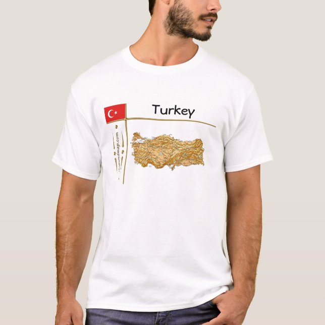 Camiseta Mapa da Turquia + Bandeira + Título (Frente)