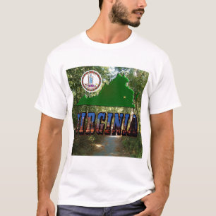 Camiseta Mapa da Virgínia, Selo do Estado, Texto da Imagem