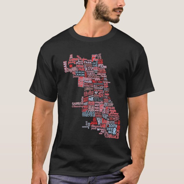 Camiseta Mapa da vizinhança de Chicago (Frente)