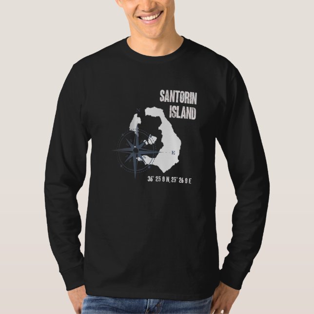 Camiseta Mapa das Coordenadas do Mar Mediterrâneo da Ilha d (Frente)