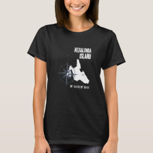 Camiseta Mapa das Coordenadas do Mar Mediterrâneo da Ilha d