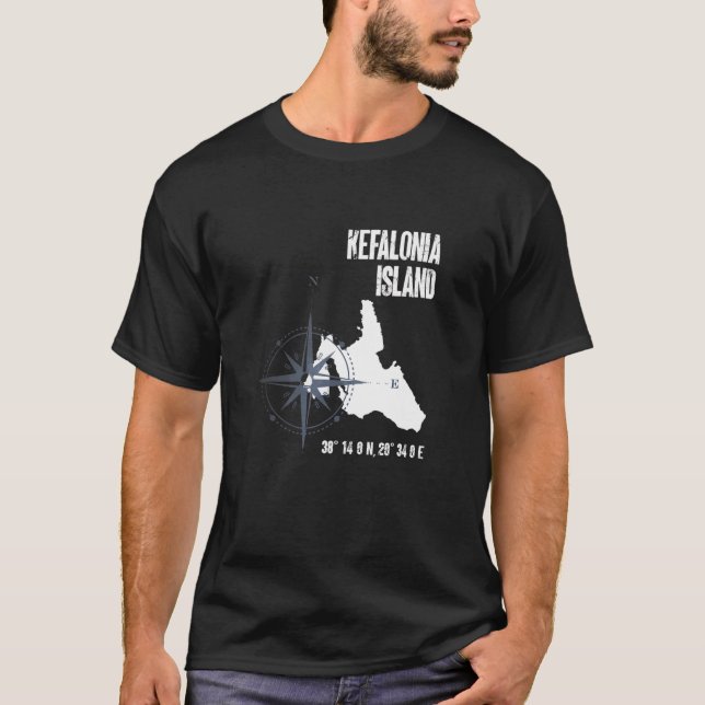 Camiseta Mapa das Coordenadas do Mar Mediterrâneo da Ilha d (Frente)