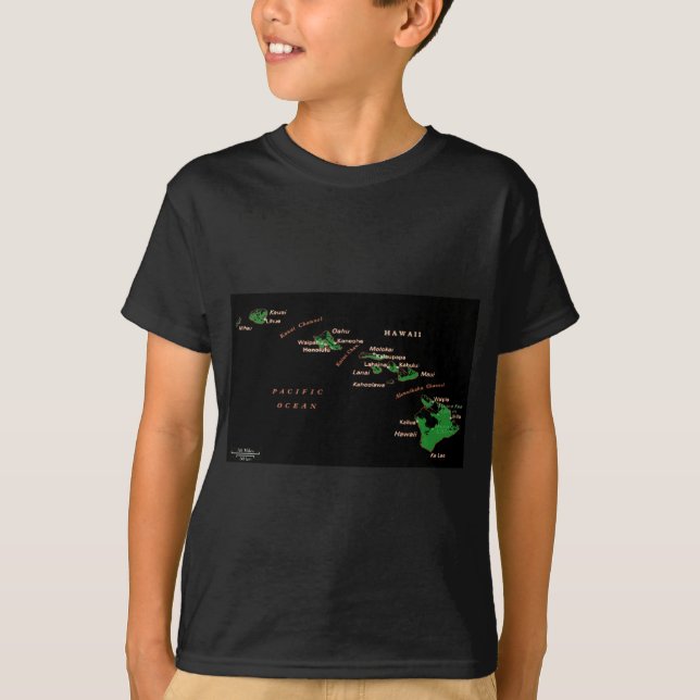 Camiseta mapa das ilhas havaianas (Frente)
