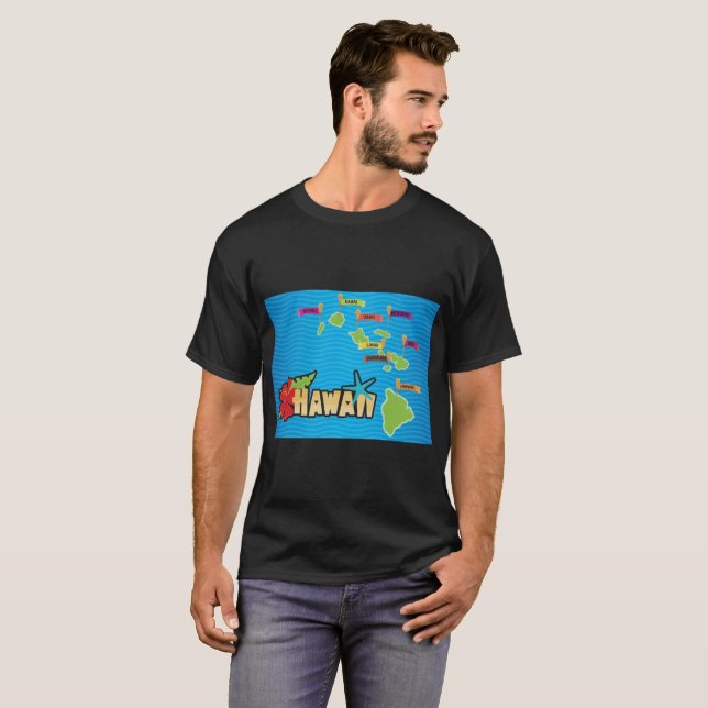 Camiseta Mapa das Ilhas Hawaii (Frente Completa)
