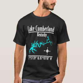 Camiseta Mapa das Margens do Lago Cumberland Kentucky Coord