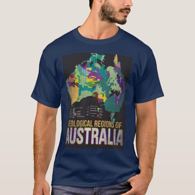 Camiseta Mapa das Regiões Geológicas da Austrália (Frente)