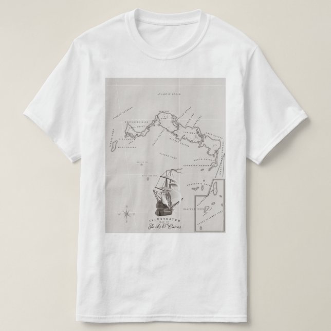 Camiseta Mapa das Turcas e Caicos (Frente do Design)