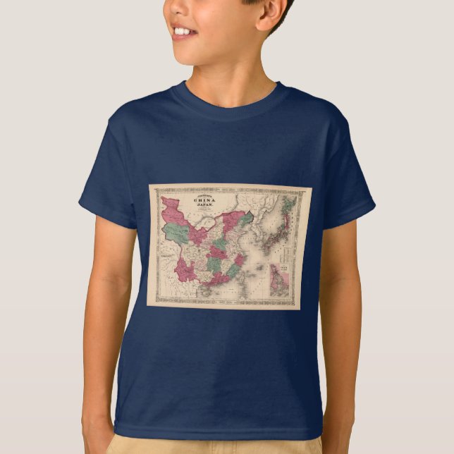Camiseta Mapa de 1868 - China e Japão da Johnson (Frente)