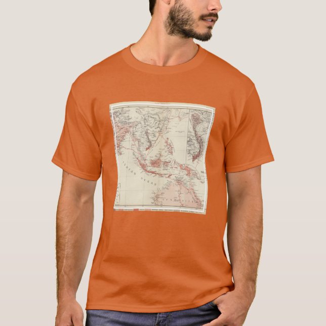 Camiseta Mapa de 3Sudeste Asiático & de Austrália norte (Frente)