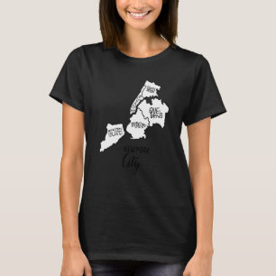 Camiseta Mapa de 5 Bairros de Nova York Souvenir Queens Man