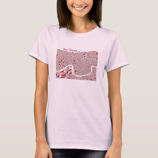Camiseta Mapa de Abstrato de Nova Orleans (Frente)