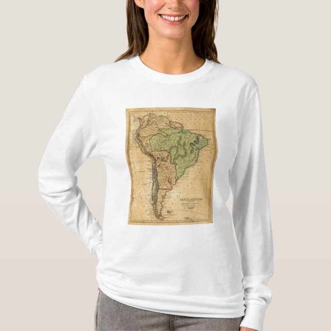 Camiseta Mapa de Ámérica do Sul por Worcester (Frente)