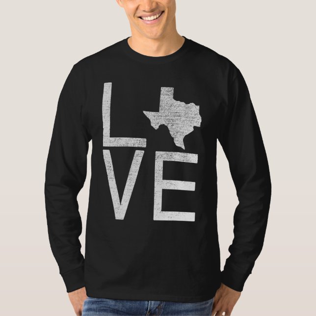 Camiseta Mapa de Amor do Texas para o Estado Fã dos Estados (Frente)