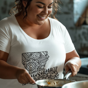 Camiseta Mapa de Arte da Linha Louisiana para Coloração d