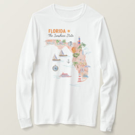 Camiseta Mapa de Arte do Estado da Califórnia em Watercolor