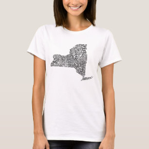 Camiseta Mapa de Arte do Word para Condados do Estado de No