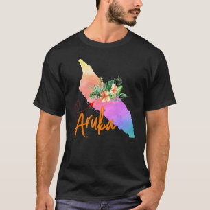 Camiseta Mapa de Aruba Viagem Correspondente Família Garota