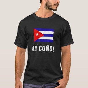 Camiseta Mapa de Bandeira Cubano Souvenir Slang ay Coño Cub