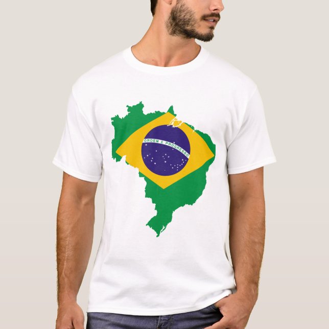 Camiseta mapa de bandeira do brasil (Frente)