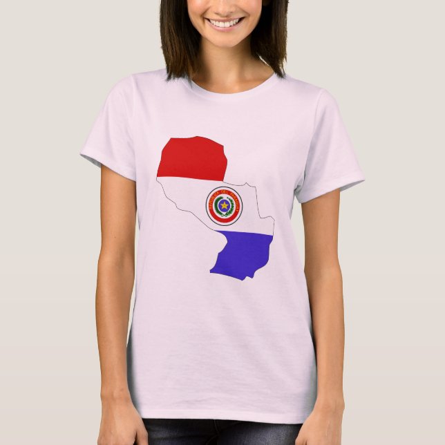 Camiseta Mapa de bandeira do Paraguai (Frente)