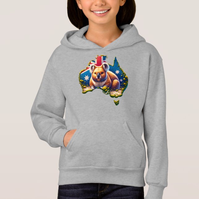 Camiseta Mapa de bandeira do Urso Koala, na Austrália (Frente)