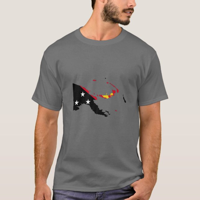 Camiseta Mapa De Bandeiras Da Papua-Nova Guiné (Frente)