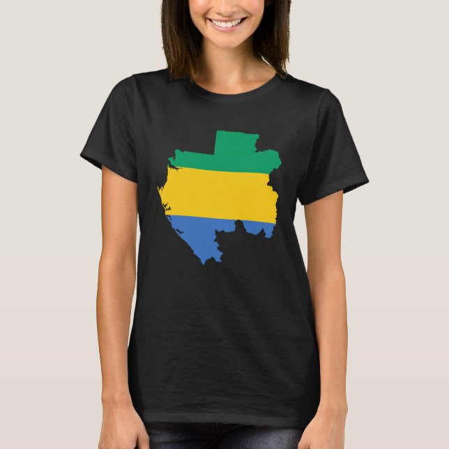 Camiseta Mapa de Bandeiras do Gabão (Frente)