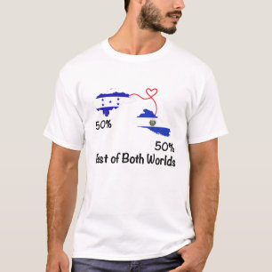 Camiseta Mapa de Bandeiras Half Hondurenho - Half Salvadori