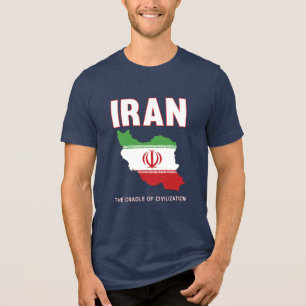 Camiseta Mapa de Bandeiras Iranianas do Orgulho Iraniano na