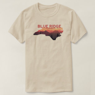 Camiseta Mapa de Blue Ridge Parkway North Carolina