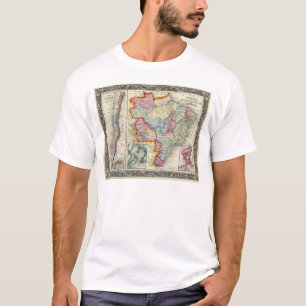 Camiseta Mapa de Brasil, de Bolívia, de Paraguai, e de