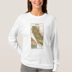 Camiseta Mapa de Califórnia que mostra distritos e estrada