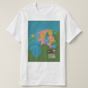 Camiseta mapa de cartaz de viagem vintage da Estôn