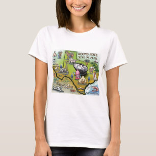Camiseta Mapa de Cartoons do Round Rock Texas