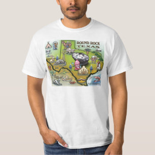 Camiseta Mapa de Cartoons do Round Rock Texas