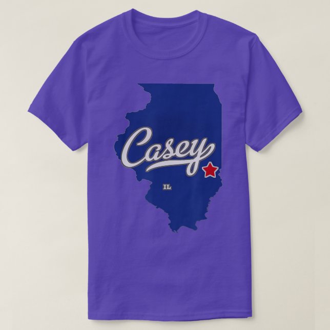 Camiseta Mapa de Casey Illinois IL (Frente do Design)