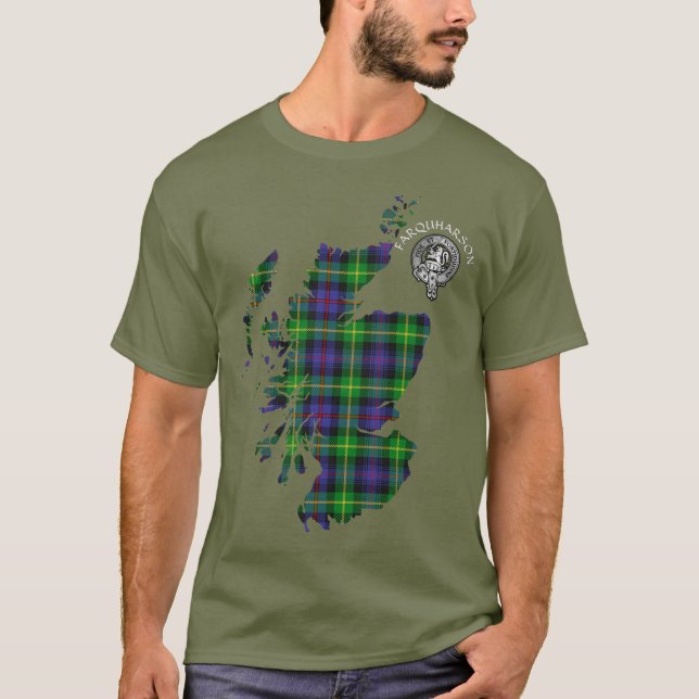 Camiseta Mapa de Clan Farquharson Crest & Tartan (Frente)