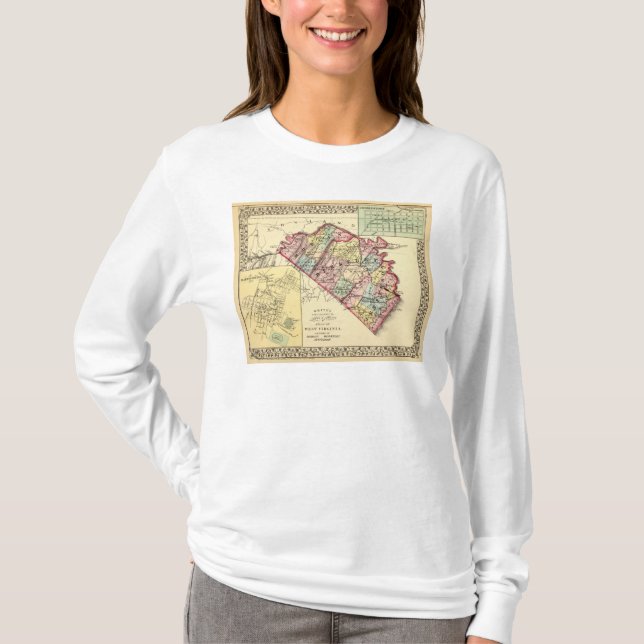 Camiseta Mapa de condados de Morgan, de Berkeley, e de (Frente)