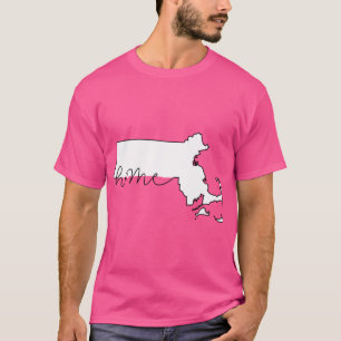 Camiseta Mapa de Contornos do Estado de Massachusetts - Pre