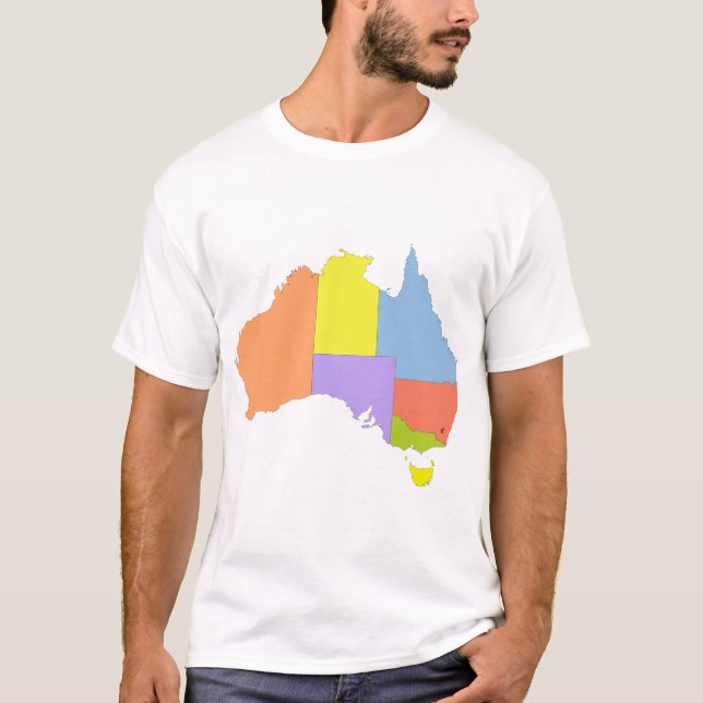 Camiseta Mapa de cor de Austrália, Austrália (Frente)