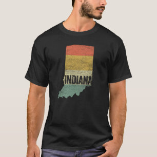 Camiseta Mapa de cor do pôr do sol retrô vintage de Indiana