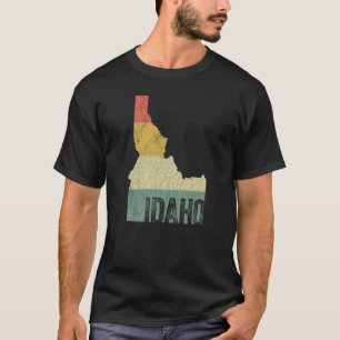 Camiseta Mapa de Cores do Pôr do Sol Vintage Retro de Idaho