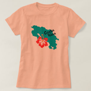 Camiseta Mapa de Costa Rica com hibiscus