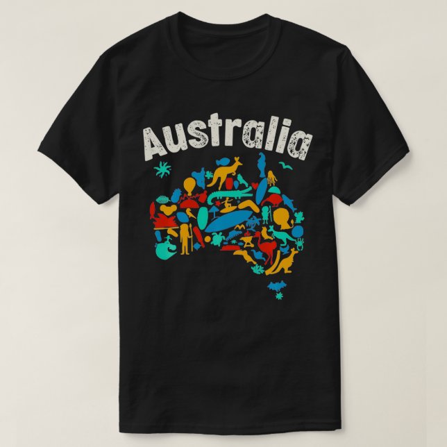Camiseta Mapa de Crianças Australianas Engraçadas no Dia da (Frente do Design)